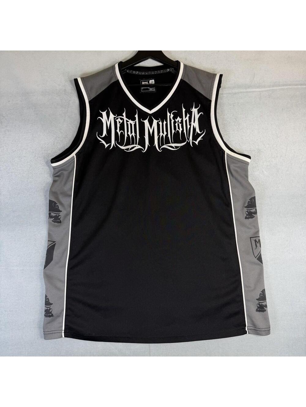 Vintage 90s Metal Mulisha Tank Top Jersey Mens XL Black Basketball Skull Y2K